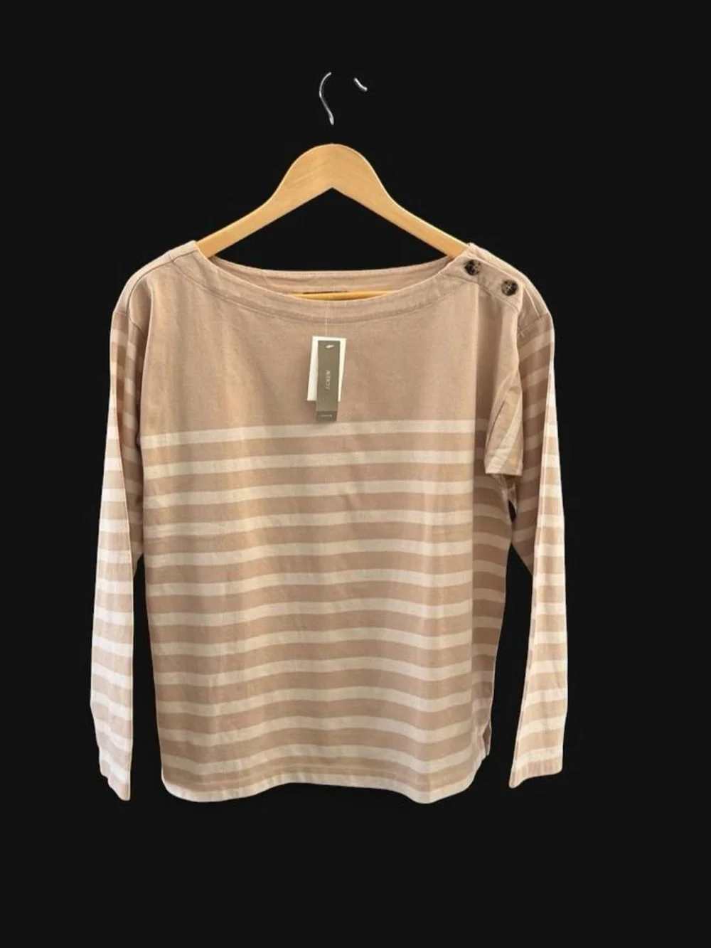 J.Crew cream and beige striped long sleeve top in a S